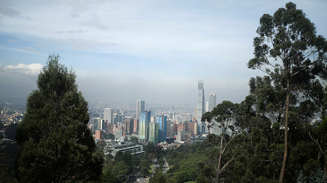 An aerial view of Bogota, picture taken from the Monserrate cable car, in Bogota, Colombia November 20, 2020.