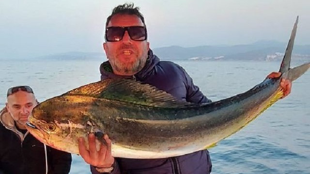 Kuşadası Körfezi’nde 15 kiloluk lambuka balığı yakalandı.