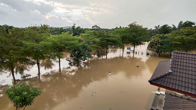 A general view of the flooded town of Nakon Si Thammarat province in Thailand, December 3, 2020. Dailynews/via Reuters
