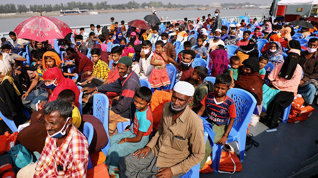 Rohingyas are seen onboard a ship as they are moving to Bhasan Char island in Chattogram, Bangladesh, December 4, 2020.