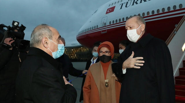 Cumhurbaşkanı Erdoğan, Azerbaycan'a ulaştı.