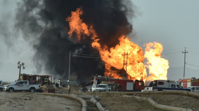 Terör örgütü DEAŞ, Irak'ın Kerkük vilayetinde yer alan Habbaza petrol yatağındaki 2 kuyuya bombalı saldırı düzenlemişti.