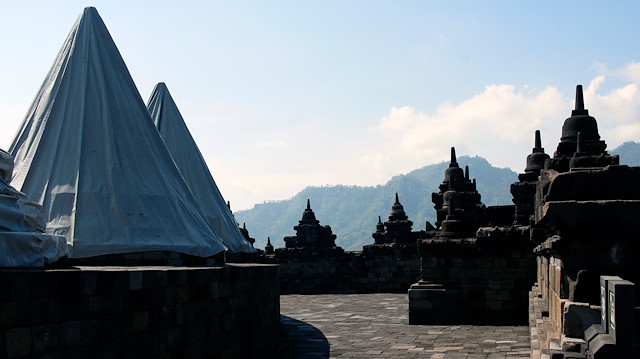 Borobudur Temple, 9th-century Buddhist temple, in the Central Java, Indonesia