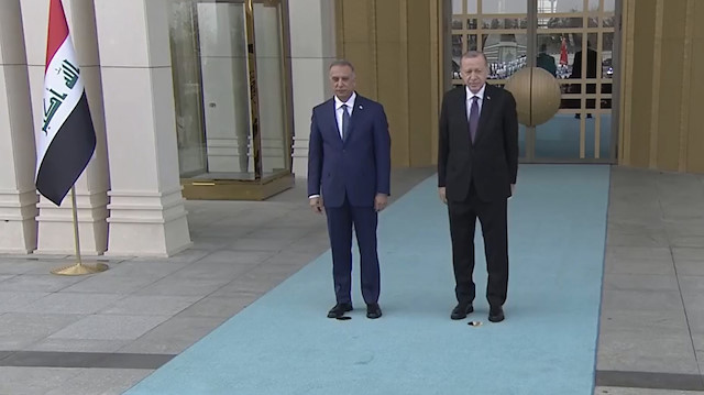 Irak Başbakanı Kazımi ve Cumhurbaşkanı Erdoğan. 