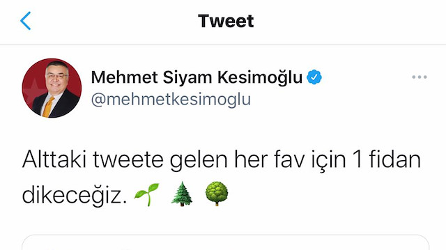 Kırklareli Belediye Başkanı Mehmet Siyam Kesimoğlu'nun sosyal medya paylaşımı