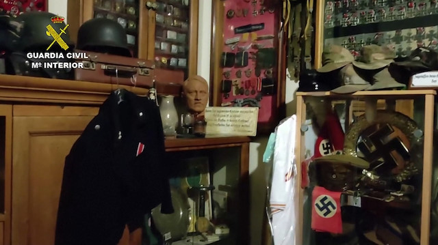 A still image taken from a Reuters video shows a warehouse full of Nazi memorabilia 