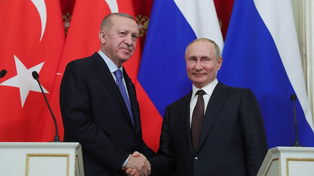 Rusya Devlet Başkanı Putin, ve Cumhurbaşkanı Erdoğan.