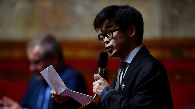 French member of parliament Joachim Son-Forget speaks during a session of questions to the Government at the French National Assembly in Paris, France May 26, 2020, as France eases lockdown measures taken to curb the spread of the coronavirus disease (COVID-19). Christophe Archambault/Pool via REUTERS


