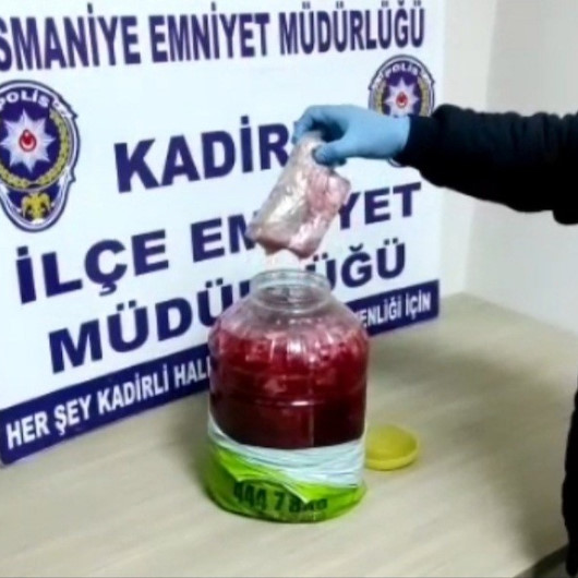 Osmaniyede turşu bidonundan uyuşturucu çıktı
