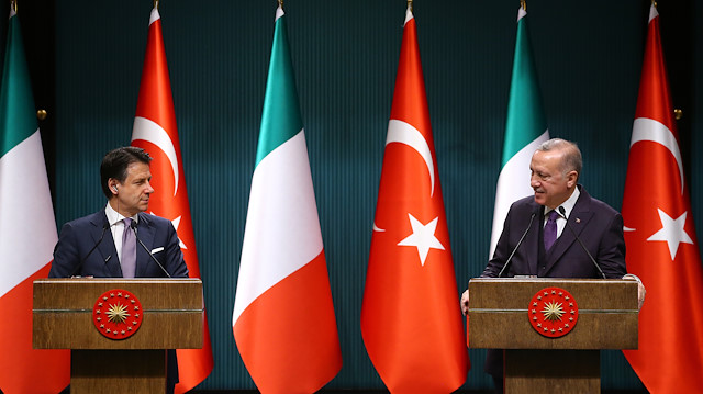Turkish President Recep Tayyip Erdoğan and Italian Prime Minister Giuseppe Conte