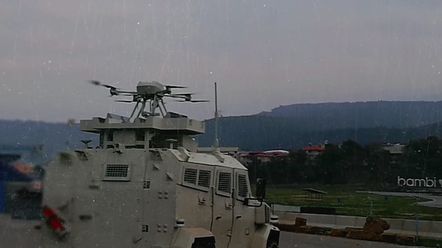 Silahlı drone Songar, askeri kara aracına entegre edildi.