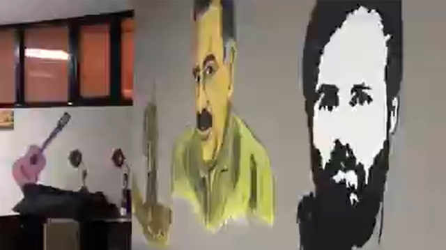 HDP binasındaki Öcalan posterleri böyle görüntülendi. 