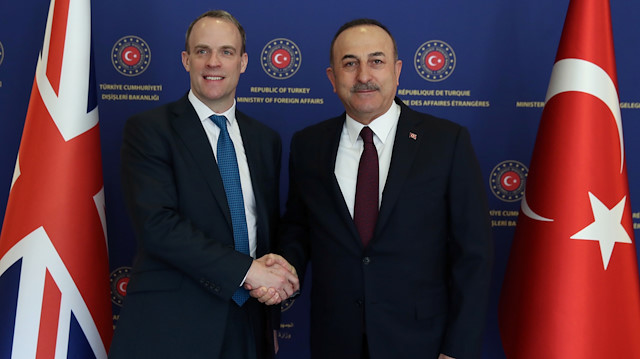 Turkish Foreign Minister Mevlut Cavusoglu & Britain's Secretary of State for Foreign affairs Dominic Raab