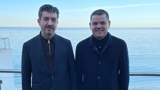 Başbakanlığa seçilen Abdulhamid Dibeybe (sağda), DEİK Türkiye Libya İş Konseyi Başkanı Murtaza Karanfil (solda)