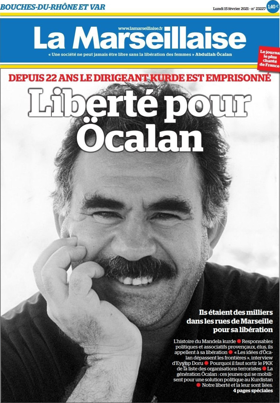 La Marseillaise gazetesinin bugünkü manşeti.