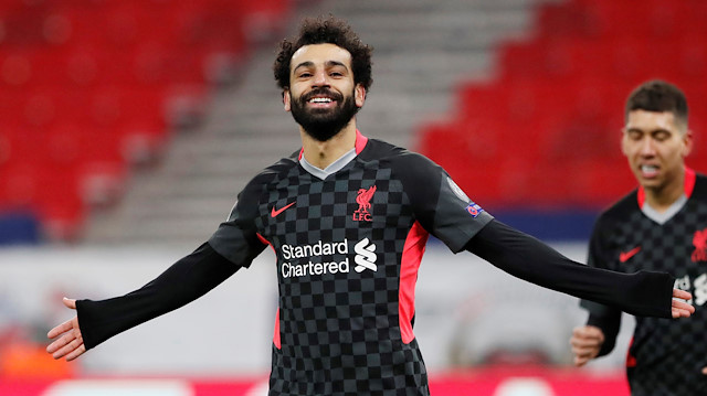 Liverpool adına gol perdesini açan Mohamed Salah'ın gol sevinci.