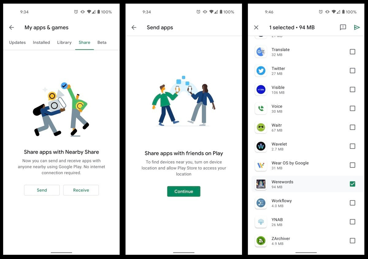 Artık kullanıcılar Google Play üzerinden istedikleri uygulama ve oyunu çevredekilerle paylaşabiliyor.