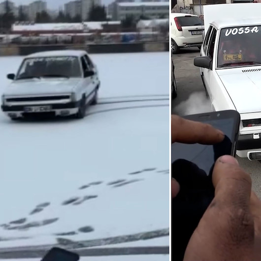 Kayserili oto tamircisi cep telefonu ile kontrol ettiği aracına drift yaptırdı