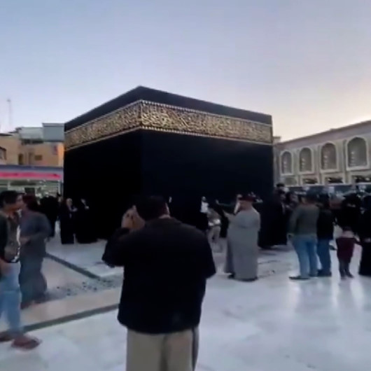 Kerbelada Kabe maketi çevresinde tavaf ettiler: Tepkiler üzerine kaldırıldı