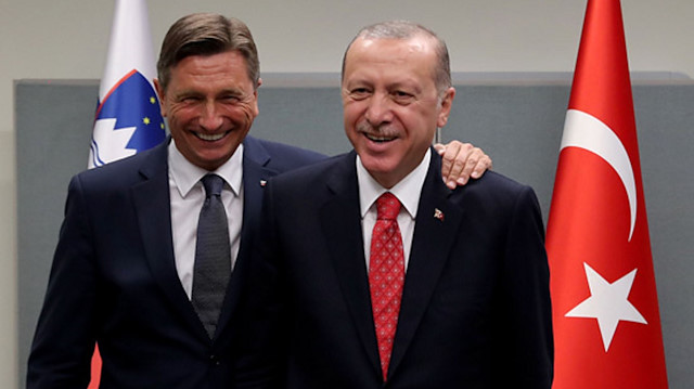 Slovenya Cumhurbaşkanı Borut Pahor ve Türkiye Cumhurbaşkanı Recep Tayyip Erdoğan