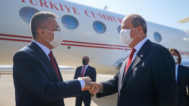 Cumhurbaşkanı Yardımcısı Fuat Oktay ve KKTC Cumhurbaşkanı Ersin Tatar