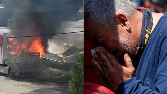 Antalya'da ekmek teknesi alev alev yanan TIR şoförü gözyaşlarına boğuldu