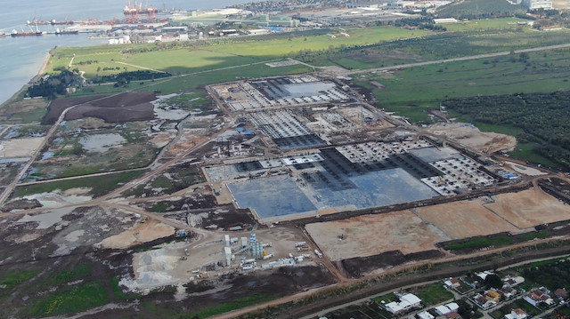 Fabrika inşaatının son hali drone ile havadan görüntülendi.