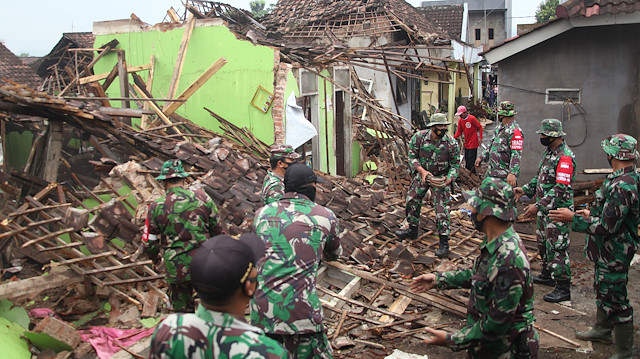 Aftermath of the earthquake in Malang, Indonesia

