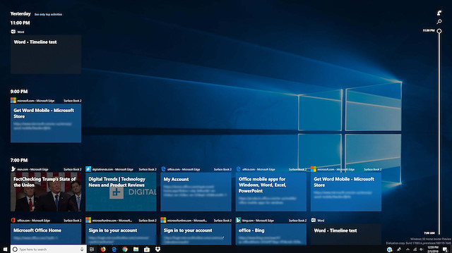 Windows 10 Zaman Çizelgesi