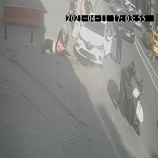 Ortaköy’de turist kadının dehşeti yaşadığı kaza kamerada