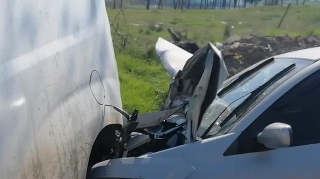 Tekirdağ'da freni boşalan kamyonet 6 araca çarptı