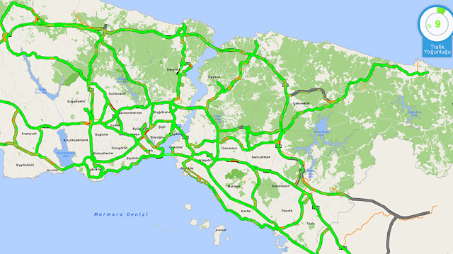 İBB trafik yoğunluğu haritası