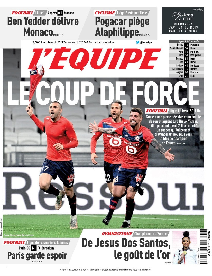 L'Equipe'in kapağı