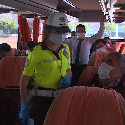 Tam kapanma öncesi şehirler arası otobüslerde koronavirüs denetimi yapıldı