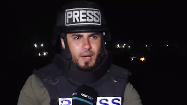 TRT Arapça muhabiri işgalci İsrail'in saldırısına canlı yayında yakalandı.
