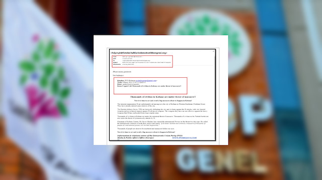 Terör örgütü PYD'nin HDP'ye gönderdiği e-posta. 