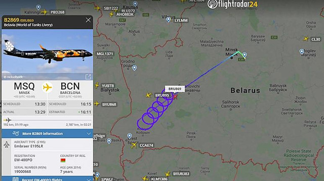 Belarus uçağı yarı yolda dönmek zorunda kaldı.