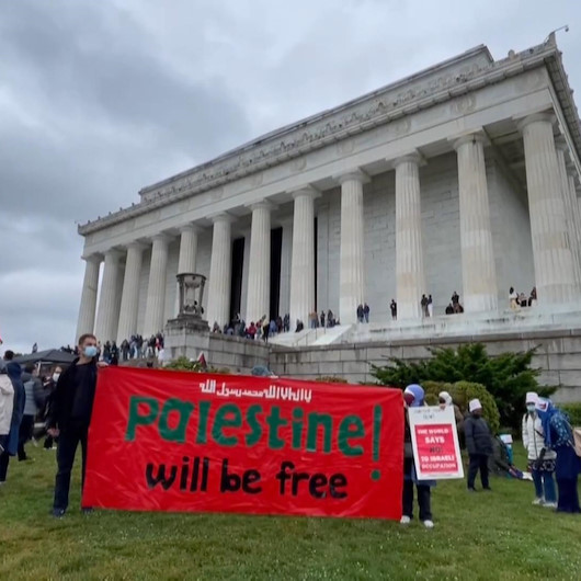 ABDnin başkenti Washingtonda binlerce kişi Filistine destek gösterisi düzenledi