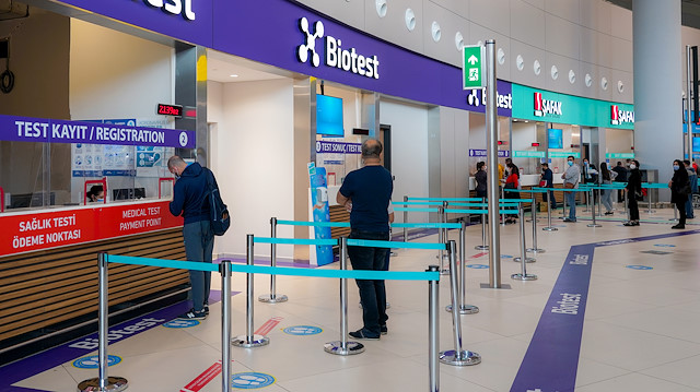 İstanbul Havalimanı'nda yolculara koronavirüs testi yapılan alan.