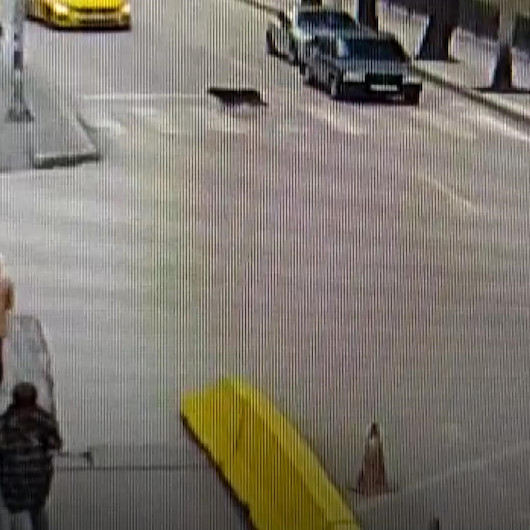 Yolun karşısına geçen köpeğin yaya geçidini kullandığı anlar güvenlik kamerasına yansıdı