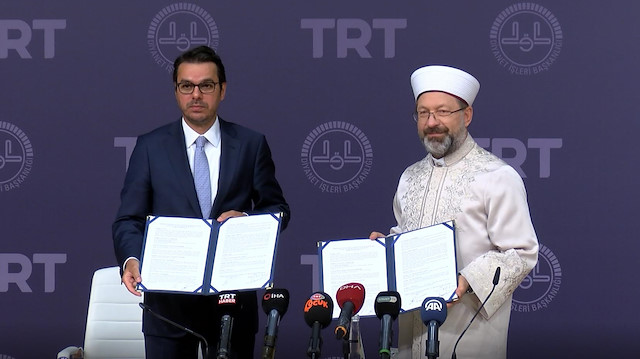 TRT Genel Müdürü İbrahim Eren ve Diyanet İşleri Başkanı Ali Erbaş 