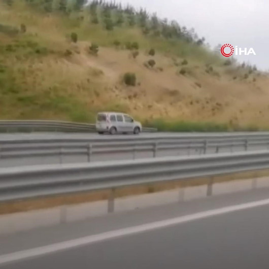 Kuzey Marmara Otoyolunda ters şeritteki son sürat seyahat kamerada