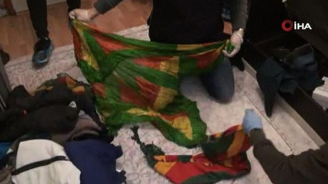HDP'li ilçe başkanının evinden PKK paçavraları çıktı.