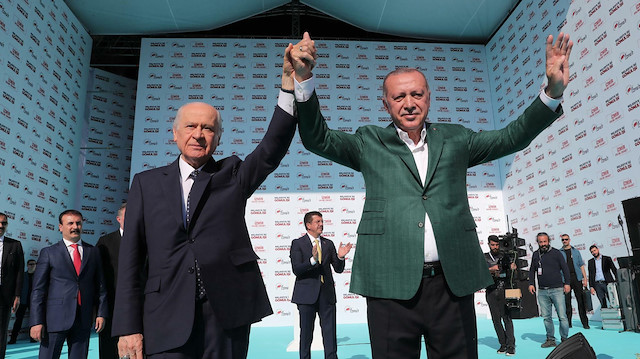 MHP Genel Başkanı Devlet Bahçeli ve Cumhurbaşkanı Recep Tayyip Erdoğan.