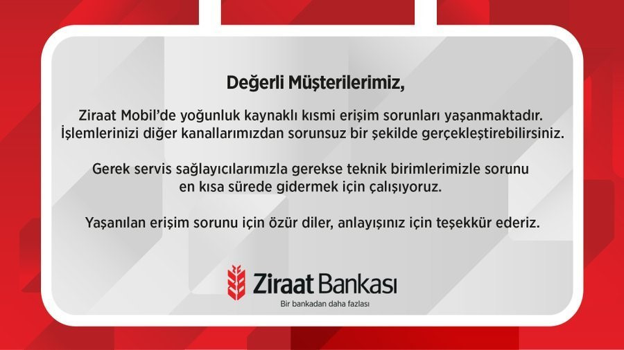 Akbank'tan sonra Ziraat mobile de erişim yok: Bankadan ...