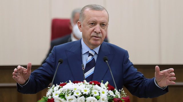 Cumhurbaşkanı Erdoğan, KKTC Cumhuriyet Meclisi Özel Oturumu'nda milletvekillerine hitap etti.
