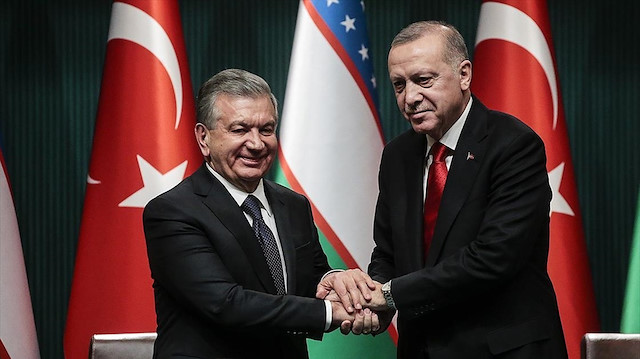 Özbekistan Cumhurbaşkanı Şevket Mirziyoyev ve Cumhurbaşkanı Recep Tayyip Erdoğan