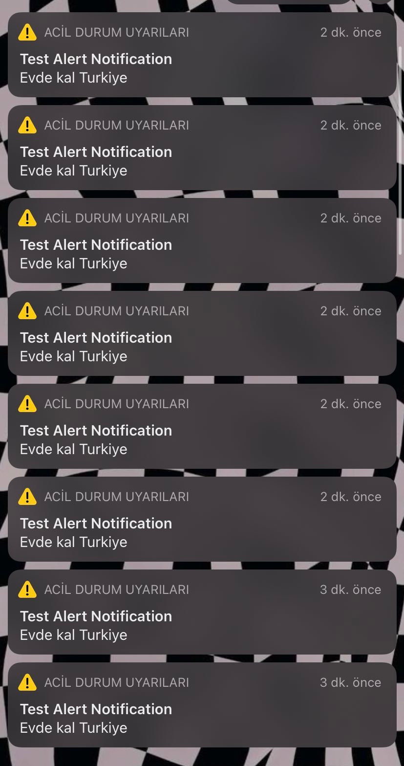 iphone acil durum uyarilari neden yapildi test alert notification uyarisi ne test alert natification uyarisi nasil kapatilir