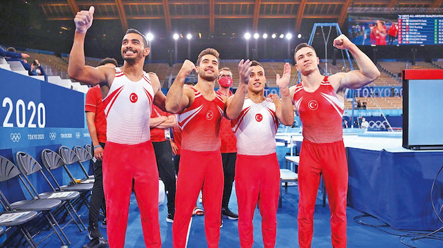 Milli sporcular, 2020 Tokyo Olimpiyat Oyunlarının ilk gününde artistik cimnastikte 7 final kazandı.