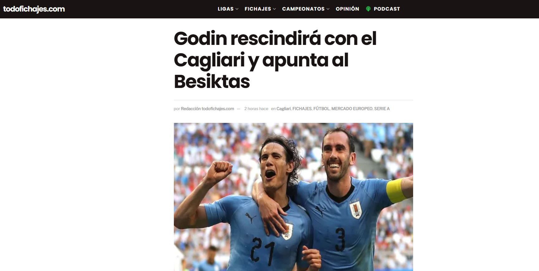 İspanyol medyasında yer alan Diego Godin haberi